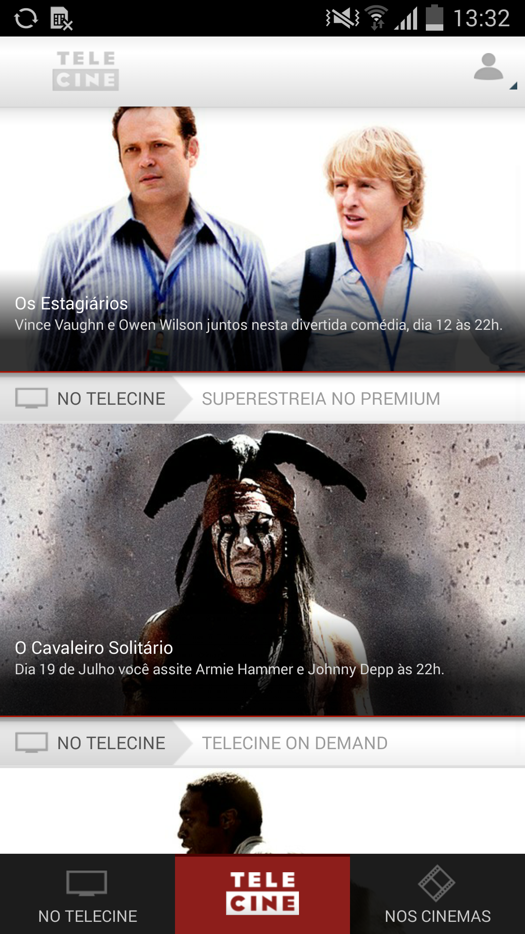 Android application Telecine - O melhor do cinema screenshort