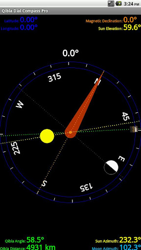 Qibla Sun Moon Dial Compass