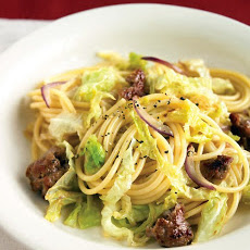 Spaghetti with Sweet Sausage and Cabbage