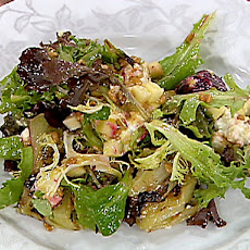 Mixed Green Salad with Roasted Baby Beets, Green Apples and a Spring Onion and Orange Vinaigrette
