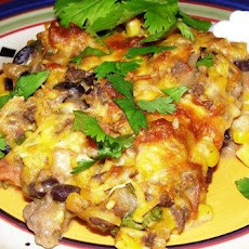 Low Fat Beef and Sour Cream Enchilada Casserole