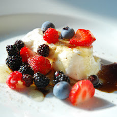 Burrata with Garden & Wild Berries, Honey, Balsamic and Fresh Ground Pepper