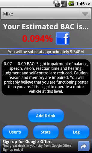 Bottoms Up BAC Tracker