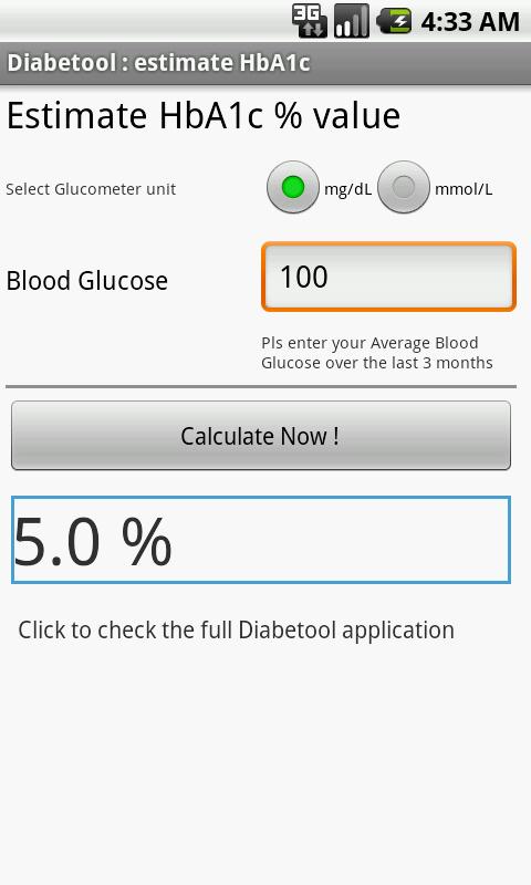Android application DIABETooL HbA1c screenshort