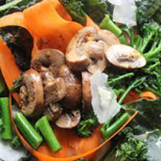Make-Ahead Marinated Mushrooms with Kale, Shaved Carrots and Parmesan