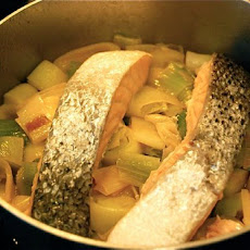 Poached Salmon with Leeks