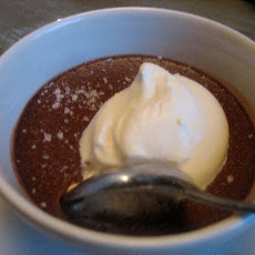 Chocolate Saffron Pots de Creme with Honey Cream and Sea Salt