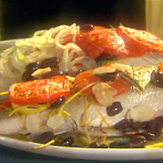 Easy Baked Striped Bass with Tomatoes, Rosemary and Olives