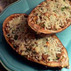 Stuffed Eggplant with Shrimp and Basil