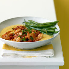 Shrimp and Tomatoes over Soft Polenta