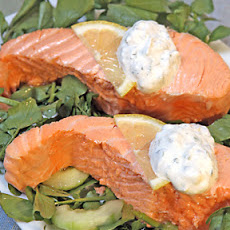 Poached Salmon with Lemon-Caper Herb Sauce