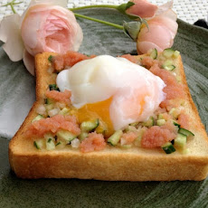 Mentaiko or Bottagra Cucumber Toast with Poached Egg