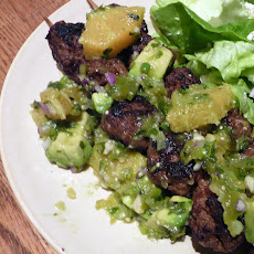 Spicy Ginger Pork Skewers with Clementine Feta Salsa