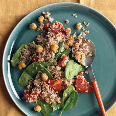 Bulgur with Roasted Red Peppers, Chickpeas, and Spinach
