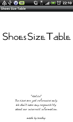 Shoes Size Table