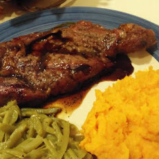 Espresso-Bourbon Steaks With Mashed Sweet Potatoes