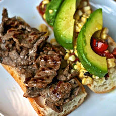 Dinner Tonight: Steak Sandwich with Corn, Tomato, and Avocado