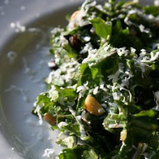 Raw Kale Salad with Pinenuts, Currants, and Ricotta Salata