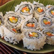 Smoked Salmon and Mango Sushi with Citrus-Soya Dipping Sauce