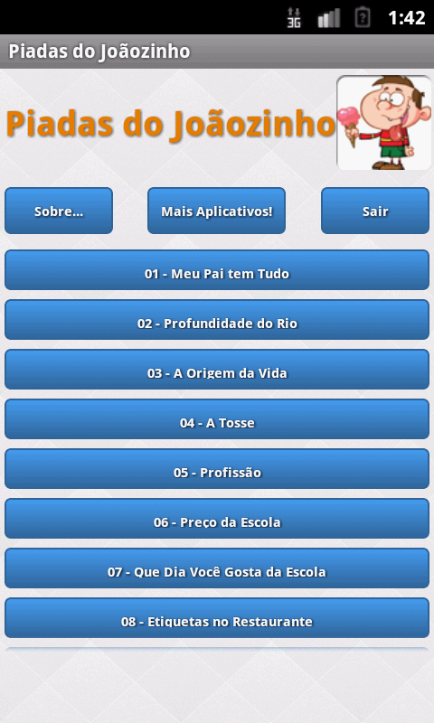 Android application Piadas do Joãozinho screenshort