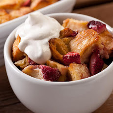 Strawberry Bread Pudding with Crème Fraîche Whipped Cream Recipe