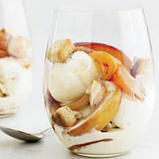 Bourbon-Nectarine Ice Cream Sundaes with Pound-Cake Croutons
