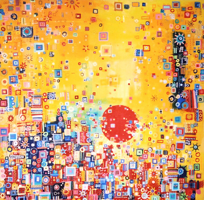 Moon Over The City.
60" x 60".
Mixed Media/Canvas.
2003.
Private Collection