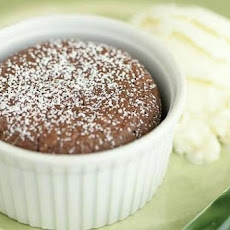Warm Milk Chocolate Souffles with Vanilla Ice Cream