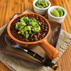 Black Bean and Beef Chili with Cilantro, Lime, and Avocado Salsa