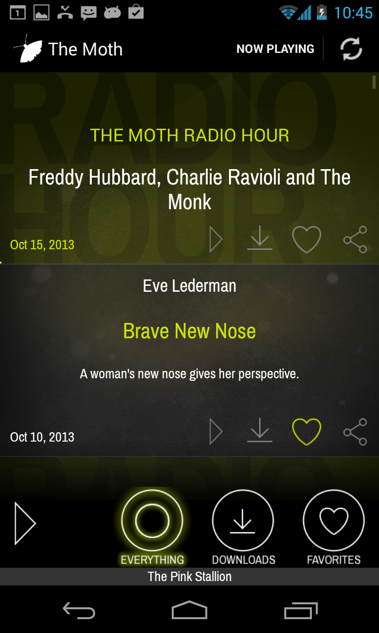 Android application The Moth screenshort
