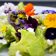 Spring Bouquet Salad with Basil-Chive Vinaigrette, Chèvre, and Pine Nuts