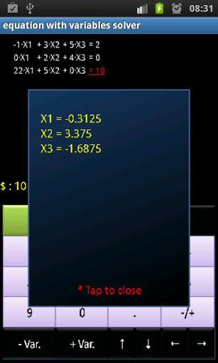 Equation with vars solver FREE