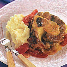 Braised Veal Shanks with Mashed Potatoes and Tomato Onion Jus