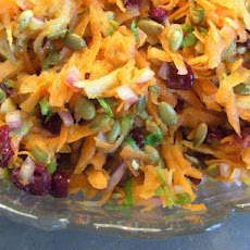 Carrot-Apple Slaw With Cranberries and Pumpkin Seeds