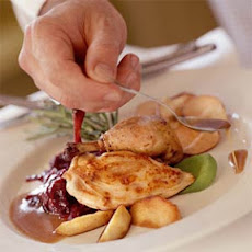 Roasted Hens with Red Cabbage-Apple Compote
