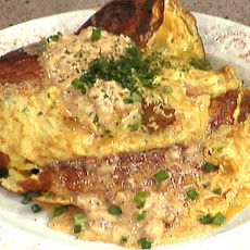 Crab Meat Omelet with Tasso Hollandaise
