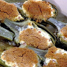 Artichokes Stuffed with Ricotta and Salami