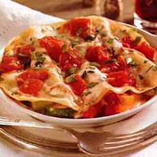 Roasted Vegetable and Prosciutto Lasagna with Alfredo Sauce