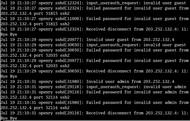 brutessh in /var/log/authlog