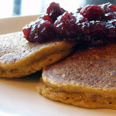Eggnog Pancakes with Cranberry Sauce