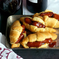 Glazed Cocktail Sausage and Crescent Roll Sandwiches