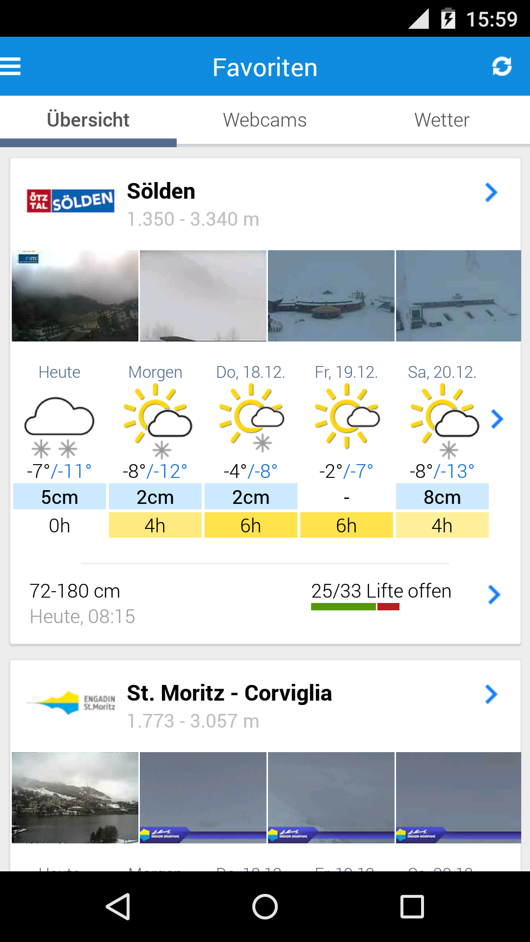 Android application bergfex/Ski - Skiresort Skiing Weather Snow Powder screenshort