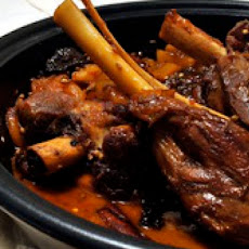 Braised Lamb Shanks with Dried Apricots, Plums, and Candied Ginger