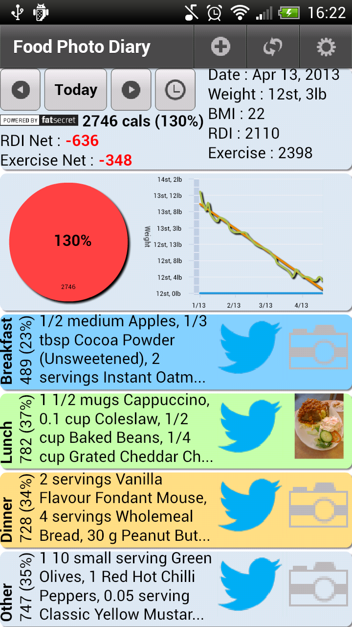 Android application Food Photo Diary screenshort