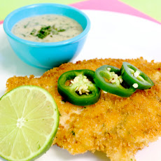 Chicken Schnitzel with Jalapeno Cilantro Sauce