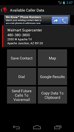 reverse-lookup for android screenshot