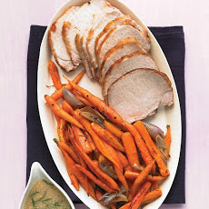 Roast Pork Loin with Carrots and Mustard Gravy