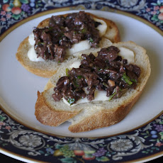 Burrata and Olive Tapenade Crostinis