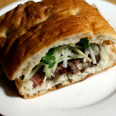 Dinner Tonight: Steak Sandwich with Cucumber, Ginger Salad, and Black Chile Mayonnaise