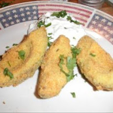 Fried Avocado Slices With Spicy Lime Cream